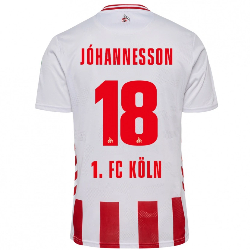 Danxen Män Ísak Jóhannesson #18 Vit Röd Hemmatröja Matchtröjor 2025/26 Tröjor T-Tröja