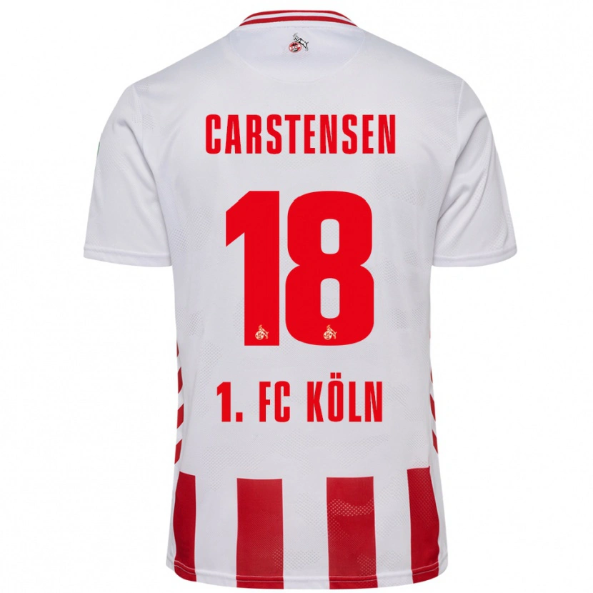 Danxen Män Rasmus Carstensen #18 Vit Röd Hemmatröja Matchtröjor 2025/26 Tröjor T-Tröja