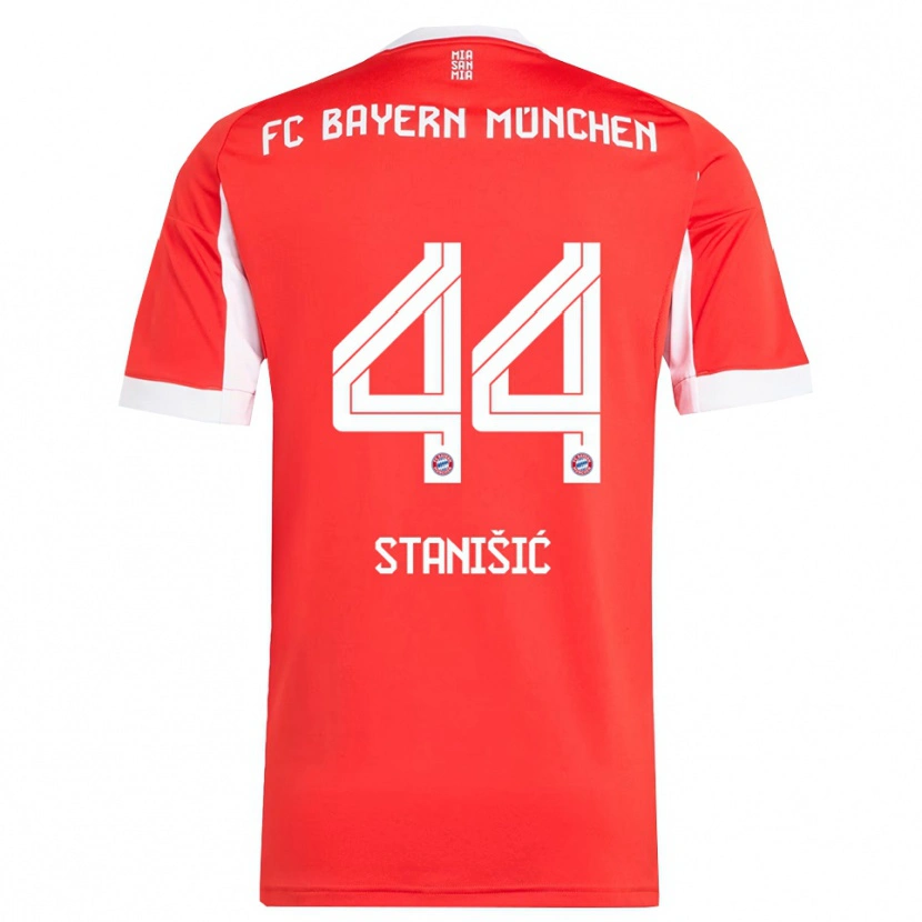 Danxen Män Josip Stanisic #44 Röd Vit Hemmatröja Matchtröjor 2025/26 Tröjor T-Tröja