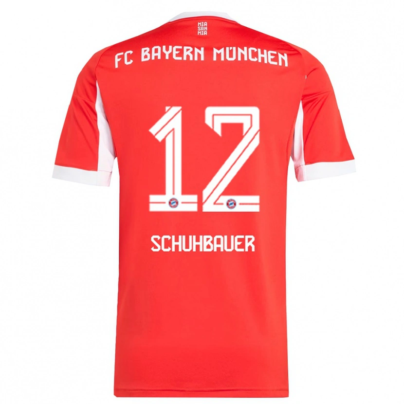 Danxen Män Maximilian Schuhbauer #12 Röd Vit Hemmatröja Matchtröjor 2025/26 Tröjor T-Tröja