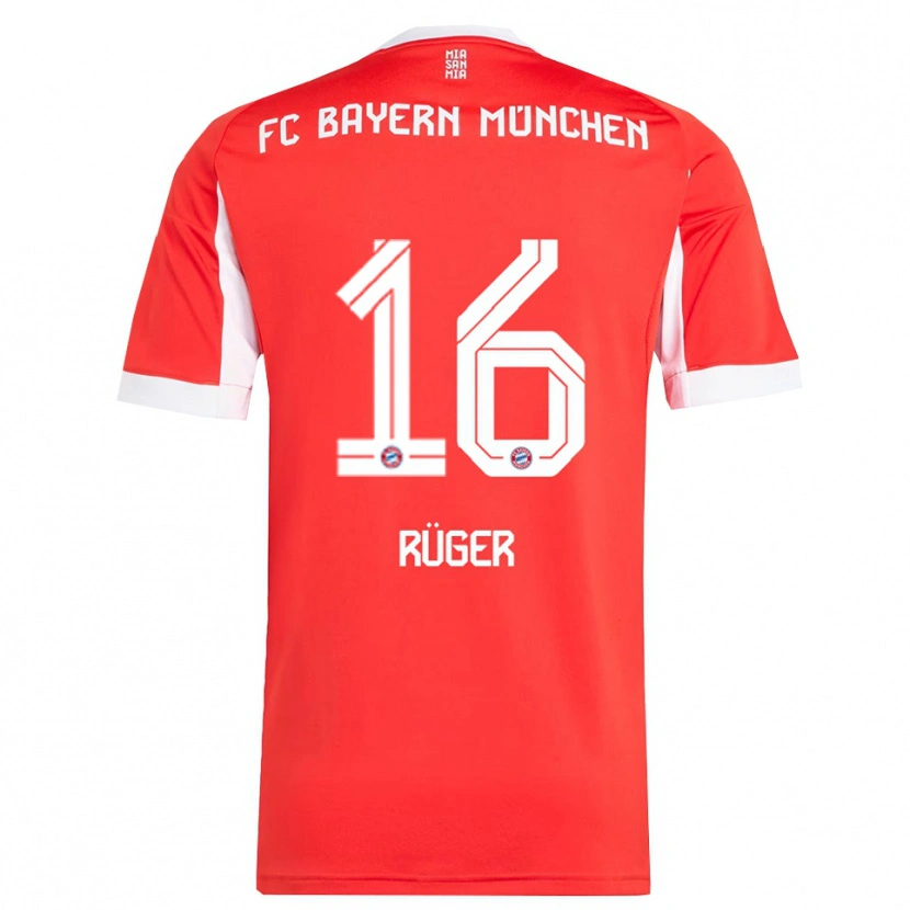 Danxen Män Kurt Rüger #16 Röd Vit Hemmatröja Matchtröjor 2025/26 Tröjor T-Tröja