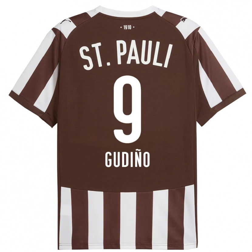 Danxen Män Alberto Gudiño #9 Kaffe Vit Hemmatröja Matchtröjor 2025/26 Tröjor T-Tröja