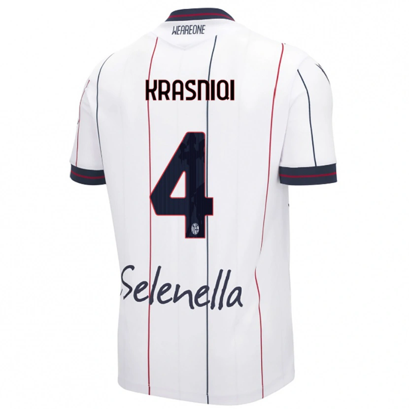 Danxen Män Besalet Krasniqi #4 Vit Kungsblå Bortatröja Matchtröjor 2025/26 Tröjor T-Tröja