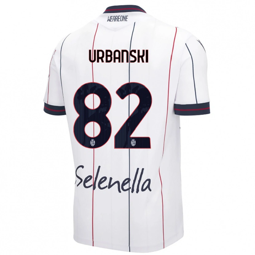 Danxen Män Kacper Urbanski #82 Vit Kungsblå Bortatröja Matchtröjor 2025/26 Tröjor T-Tröja