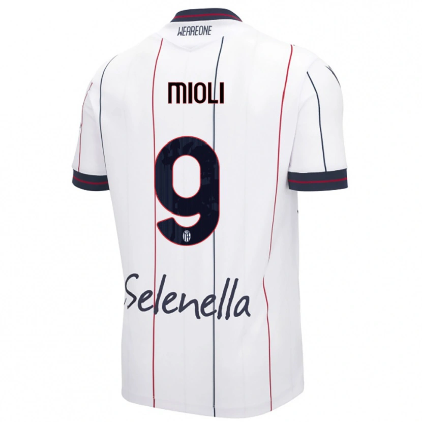 Danxen Män Mattia Mioli #9 Vit Kungsblå Bortatröja Matchtröjor 2025/26 Tröjor T-Tröja