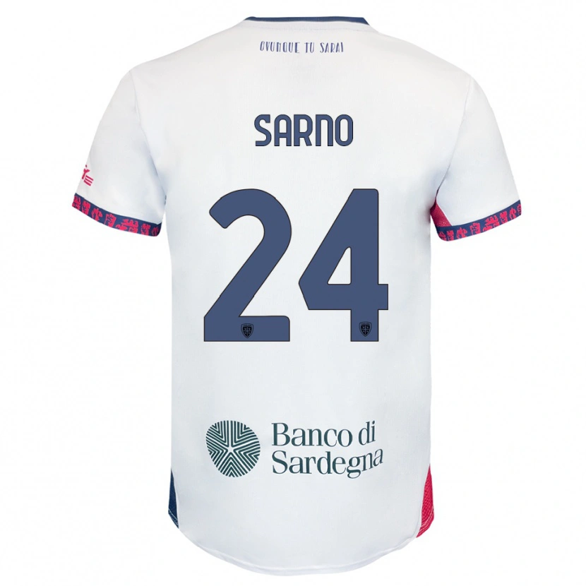 Danxen Män Vincenzo Sarno #24 Vit Marinblå Röd Bortatröja Matchtröjor 2025/26 Tröjor T-Tröja