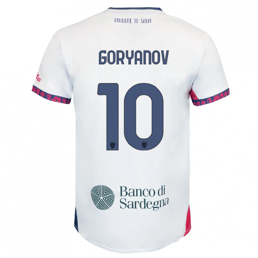 Danxen Män Kristiyan Goryanov #10 Vit Marinblå Röd Bortatröja Matchtröjor 2025/26 Tröjor T-Tröja