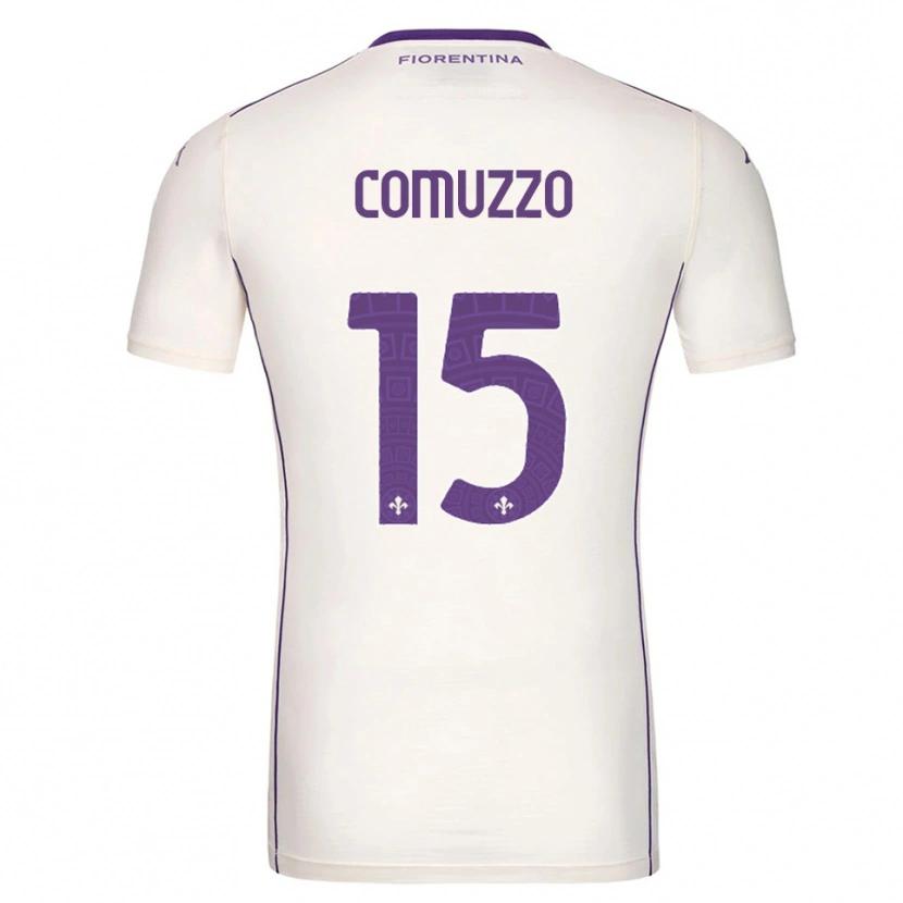 Danxen Män Pietro Comuzzo #15 Vit Lila Röd Bortatröja Matchtröjor 2025/26 Tröjor T-Tröja