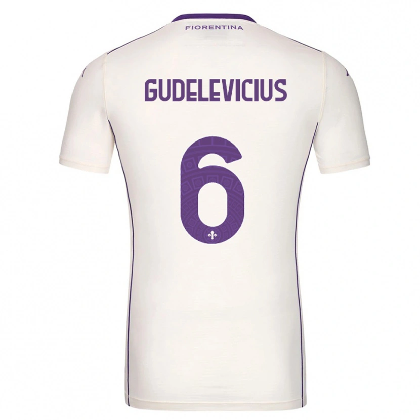 Danxen Män Ernestas Gudelevičius #6 Vit Lila Röd Bortatröja Matchtröjor 2025/26 Tröjor T-Tröja