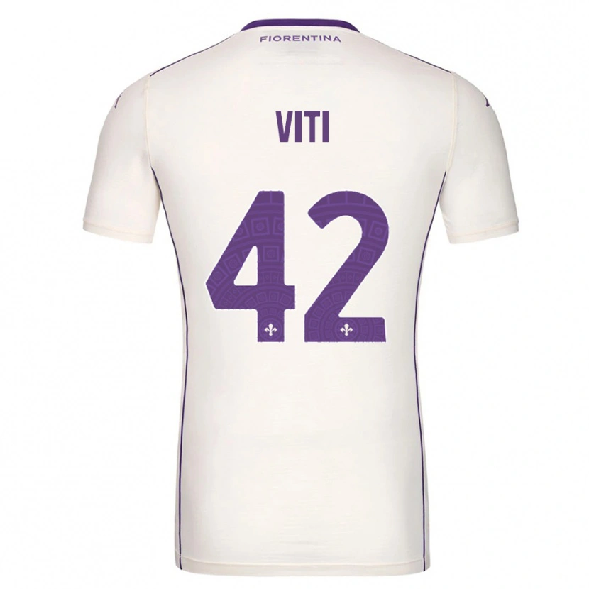 Danxen Män Mattia Viti #42 Vit Lila Röd Bortatröja Matchtröjor 2025/26 Tröjor T-Tröja