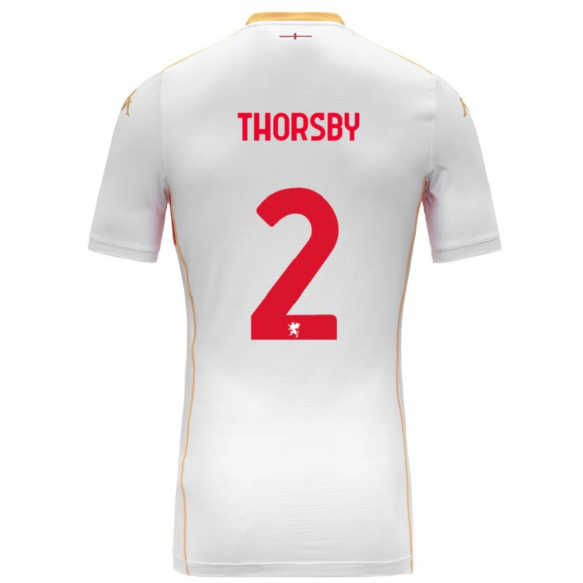 Danxen Män Morten Thorsby #2 Vit Röd Bortatröja Matchtröjor 2025/26 Tröjor T-Tröja