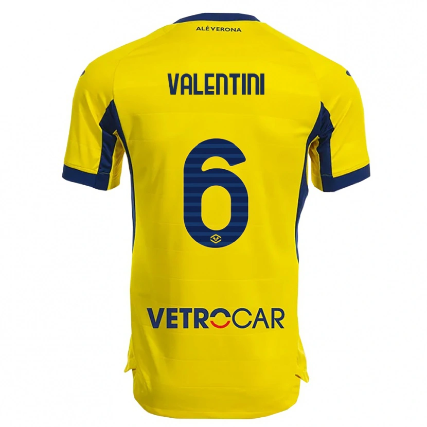Danxen Män Nicolás Valentini #6 Gul Marinblå Bortatröja Matchtröjor 2025/26 Tröjor T-Tröja