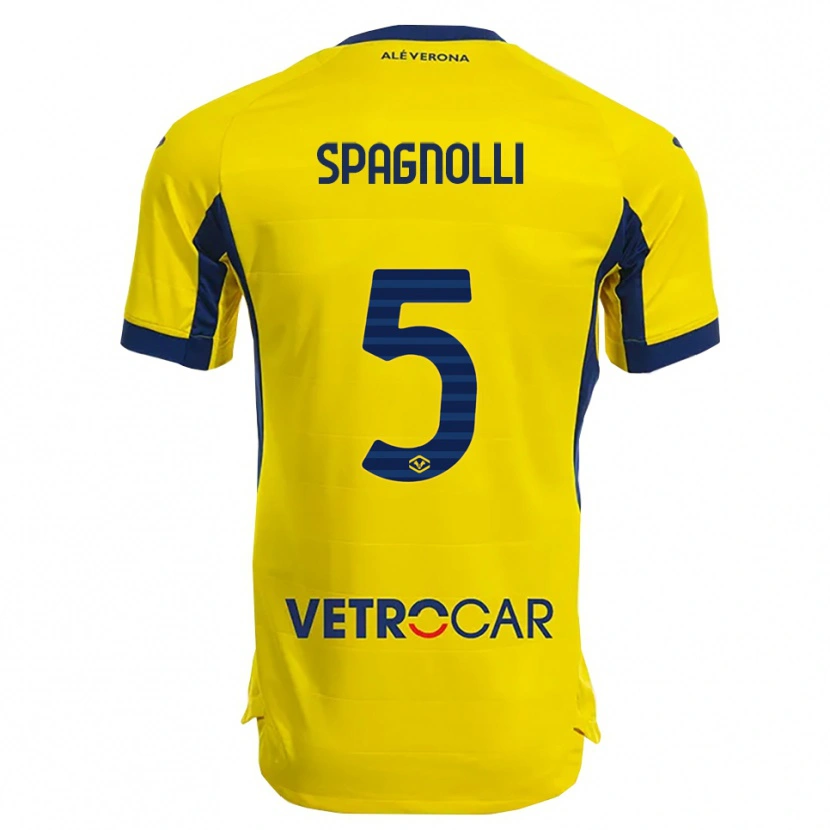 Danxen Män Matteo Spagnolli #5 Gul Marinblå Bortatröja Matchtröjor 2025/26 Tröjor T-Tröja