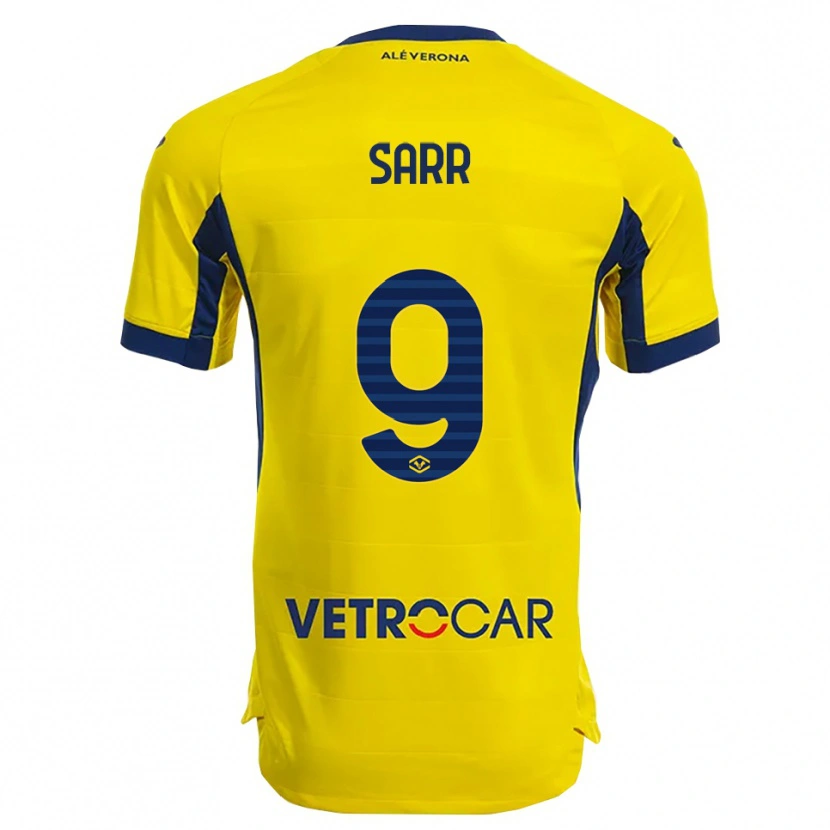 Danxen Män Amin Sarr #9 Gul Marinblå Bortatröja Matchtröjor 2025/26 Tröjor T-Tröja