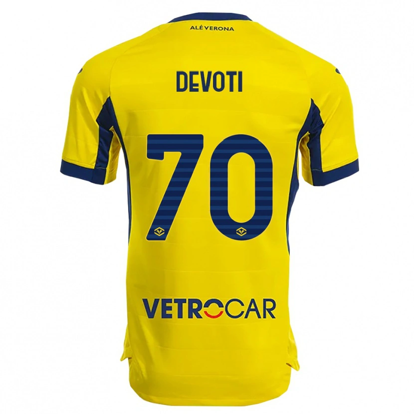 Danxen Män Andrea Devoti #70 Gul Marinblå Bortatröja Matchtröjor 2025/26 Tröjor T-Tröja