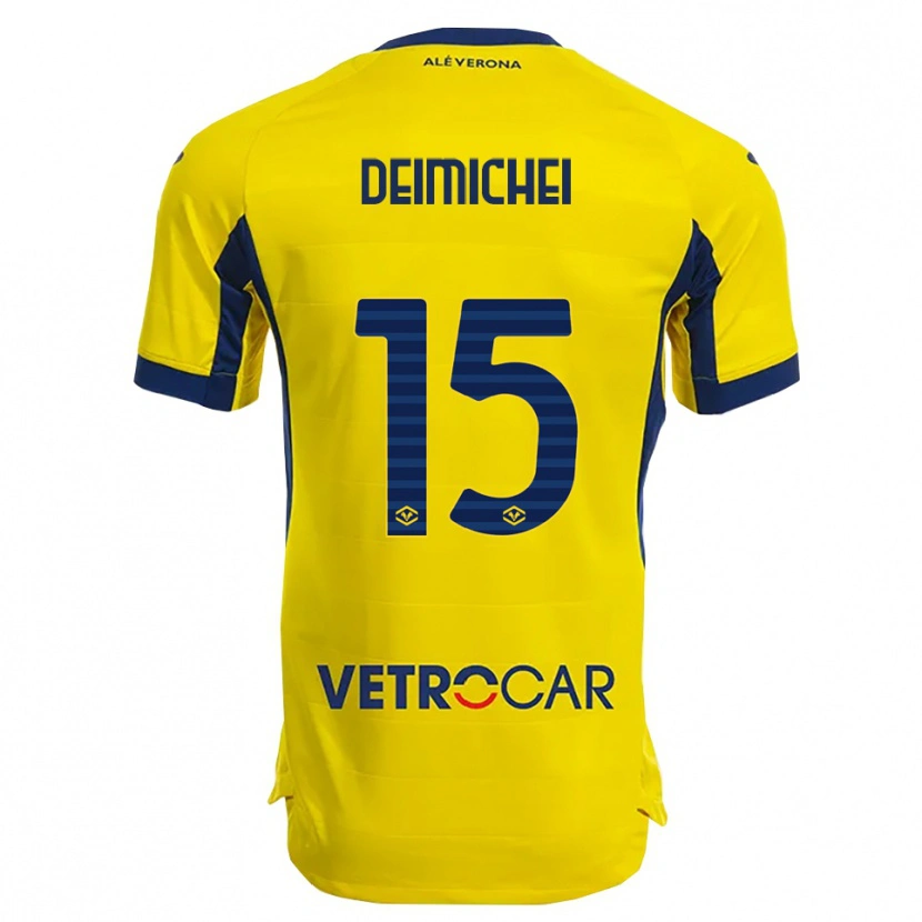 Danxen Män Raffaele Deimichei #15 Gul Marinblå Bortatröja Matchtröjor 2025/26 Tröjor T-Tröja