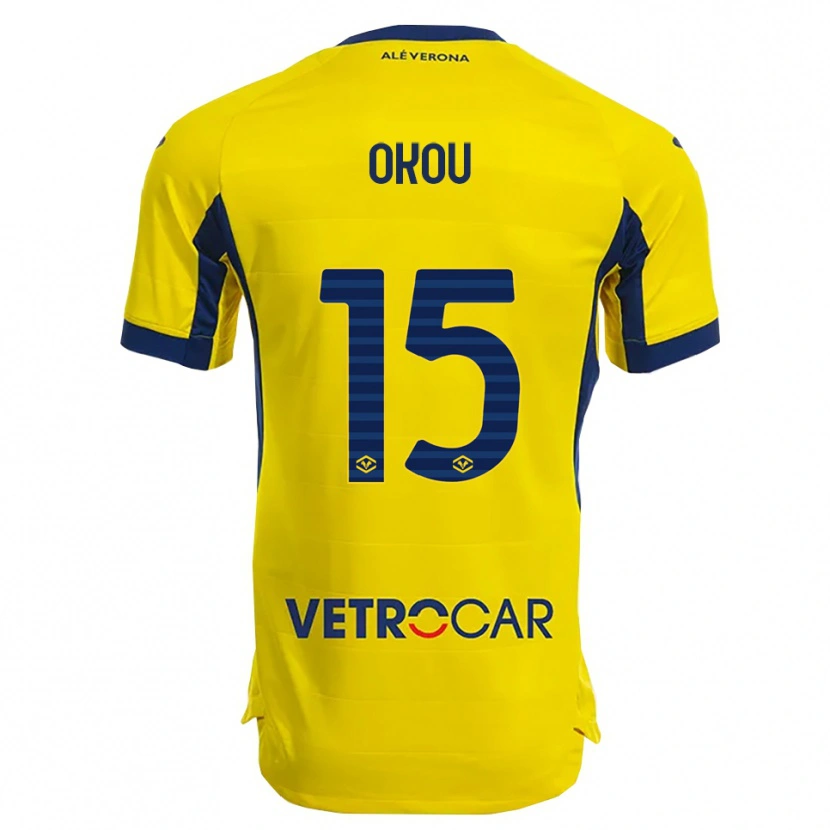 Danxen Män Yllan Okou #15 Gul Marinblå Bortatröja Matchtröjor 2025/26 Tröjor T-Tröja