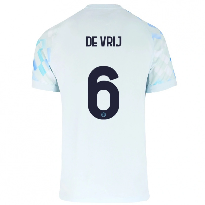 Danxen Män Stefan De Vrij #6 Vit Blå Bortatröja Matchtröjor 2025/26 Tröjor T-Tröja