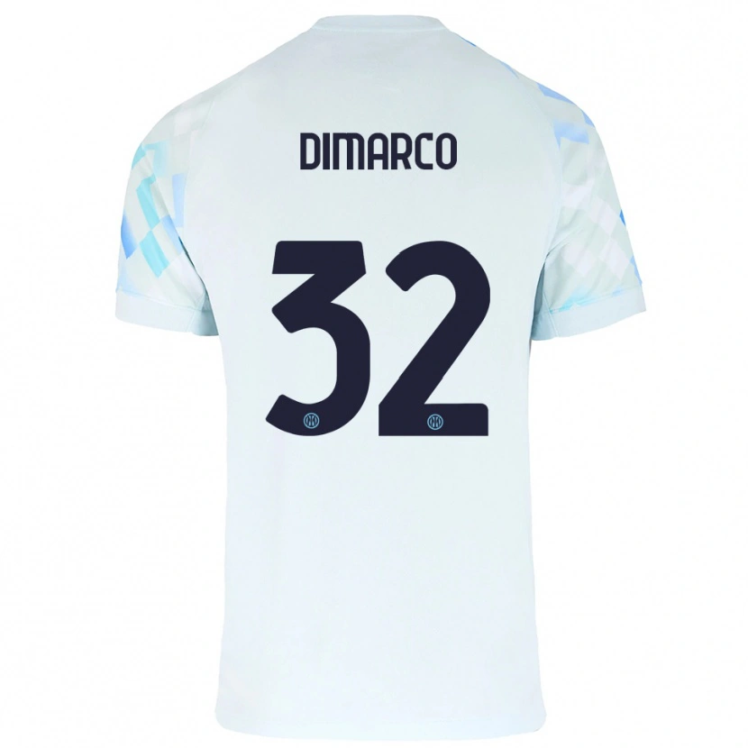 Danxen Män Federico Dimarco #32 Vit Blå Bortatröja Matchtröjor 2025/26 Tröjor T-Tröja