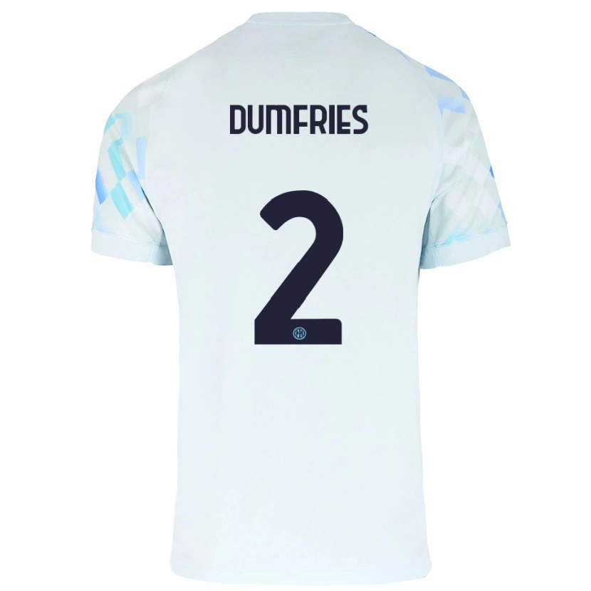 Danxen Män Denzel Dumfries #2 Vit Blå Bortatröja Matchtröjor 2025/26 Tröjor T-Tröja