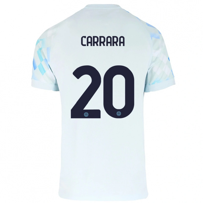 Danxen Män Cristian Carrara #20 Vit Blå Bortatröja Matchtröjor 2025/26 Tröjor T-Tröja