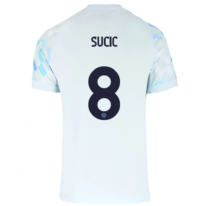 Danxen Män Petar Sučić #8 Vit Blå Bortatröja Matchtröjor 2025/26 Tröjor T-Tröja