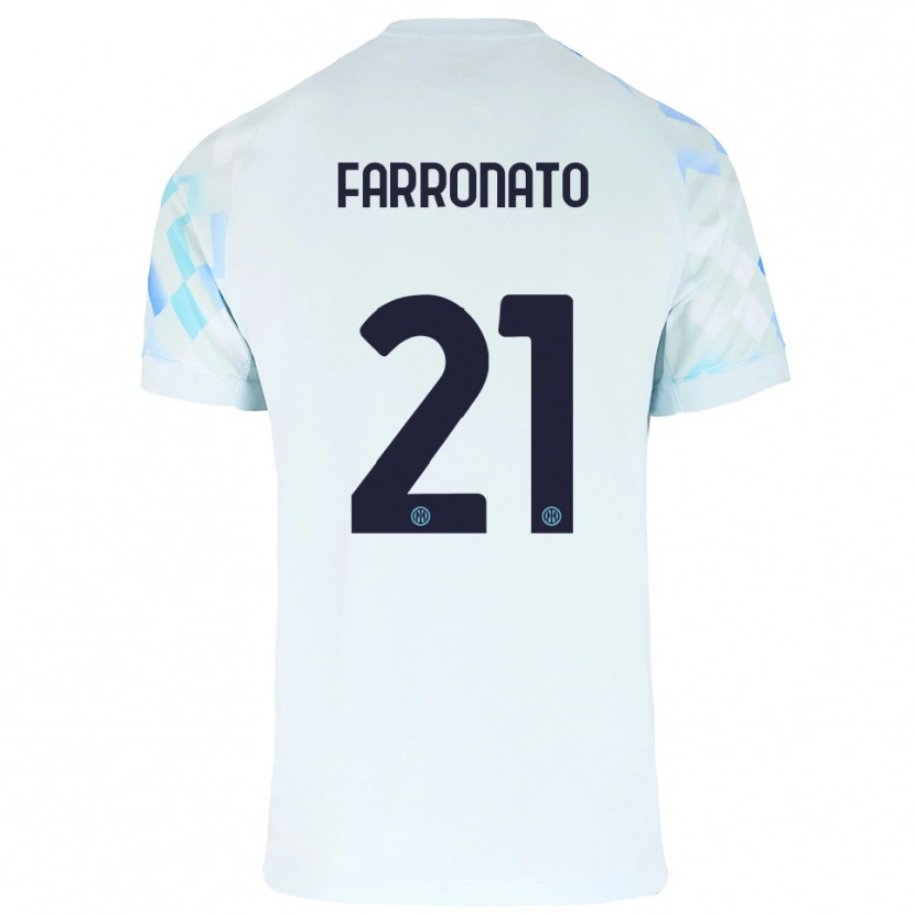 Danxen Män Matteo Farronato #21 Vit Blå Bortatröja Matchtröjor 2025/26 Tröjor T-Tröja