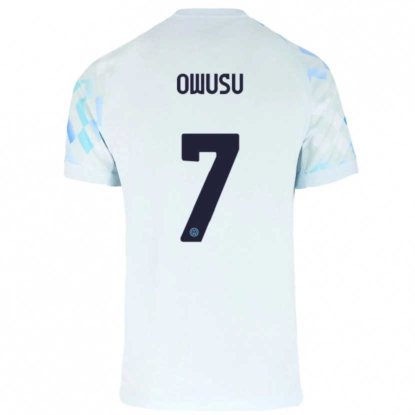 Danxen Män Enoch Owusu #7 Vit Blå Bortatröja Matchtröjor 2025/26 Tröjor T-Tröja