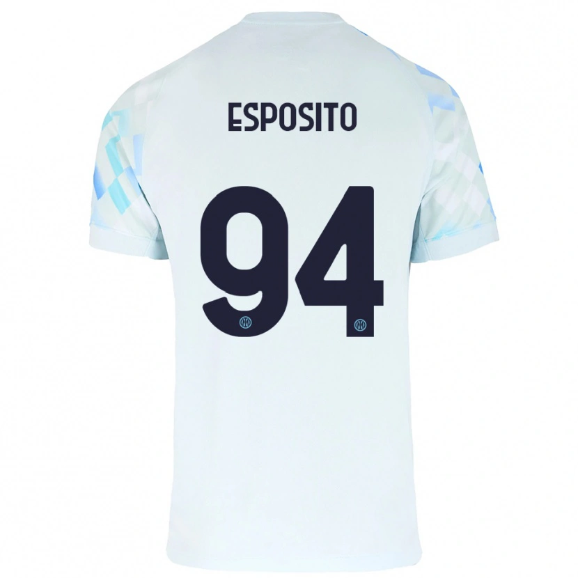 Danxen Män Pio Esposito #94 Vit Blå Bortatröja Matchtröjor 2025/26 Tröjor T-Tröja
