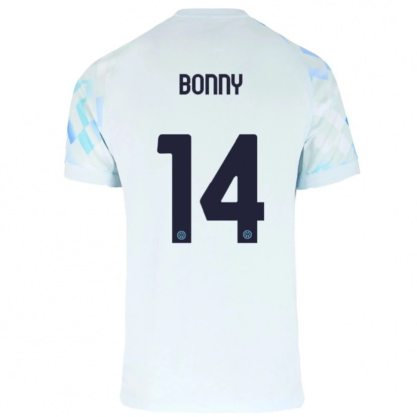 Danxen Män Ange-Yoan Bonny #14 Vit Blå Bortatröja Matchtröjor 2025/26 Tröjor T-Tröja