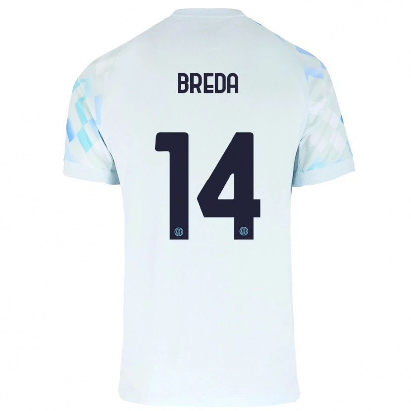 Danxen Män Cristian Breda #14 Vit Blå Bortatröja Matchtröjor 2025/26 Tröjor T-Tröja