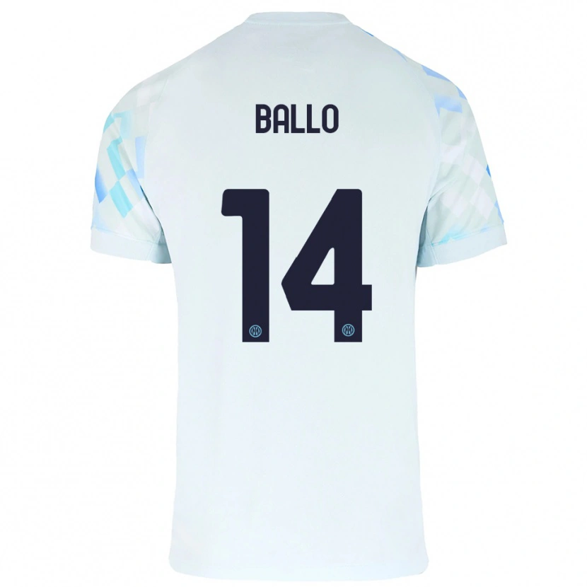 Danxen Män Lamine Ballo #14 Vit Blå Bortatröja Matchtröjor 2025/26 Tröjor T-Tröja