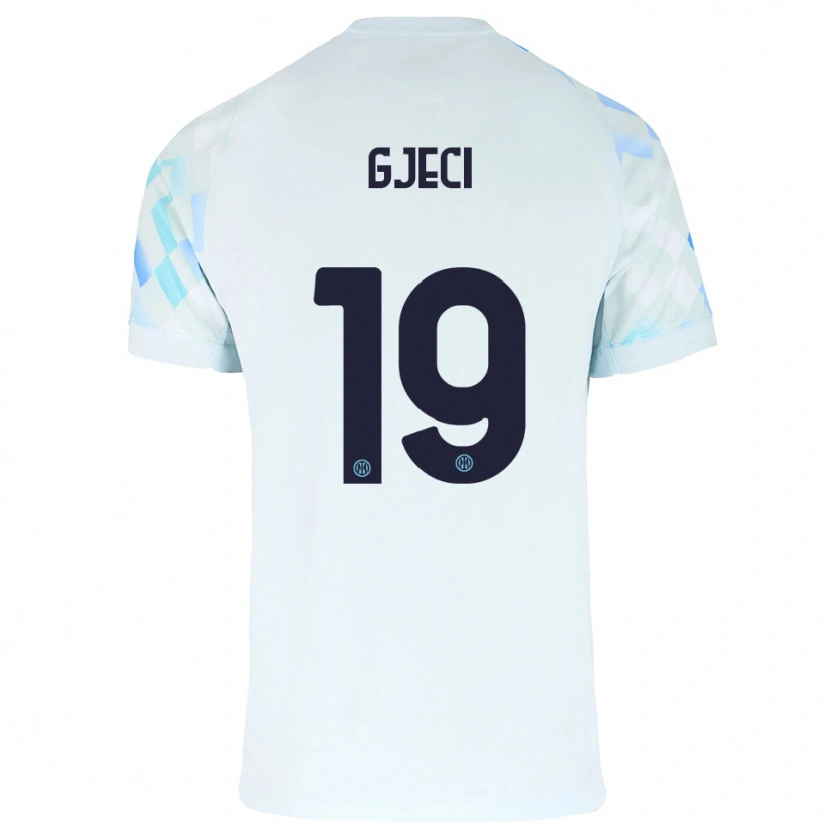 Danxen Män Delis Gjeci #19 Vit Blå Bortatröja Matchtröjor 2025/26 Tröjor T-Tröja