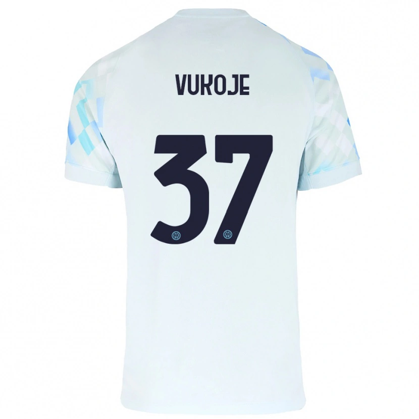 Danxen Män Andrija Vukoje #37 Vit Blå Bortatröja Matchtröjor 2025/26 Tröjor T-Tröja
