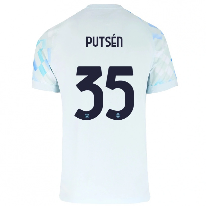 Danxen Män Dino Putsén #35 Vit Blå Bortatröja Matchtröjor 2025/26 Tröjor T-Tröja