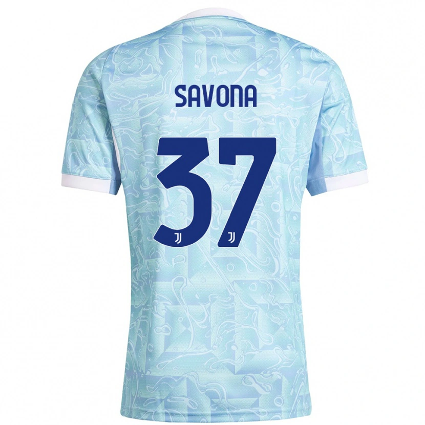 Danxen Män Nicolò Savona #37 Himmelsblå Gul Bortatröja Matchtröjor 2025/26 Tröjor T-Tröja