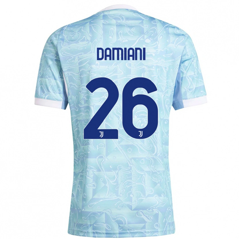 Danxen Män Samuele Damiani #26 Himmelsblå Gul Bortatröja Matchtröjor 2025/26 Tröjor T-Tröja
