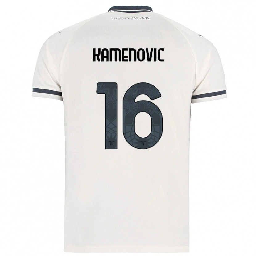 Danxen Män Dimitrije Kamenovic #16 Vit Marinblå Bortatröja Matchtröjor 2025/26 Tröjor T-Tröja