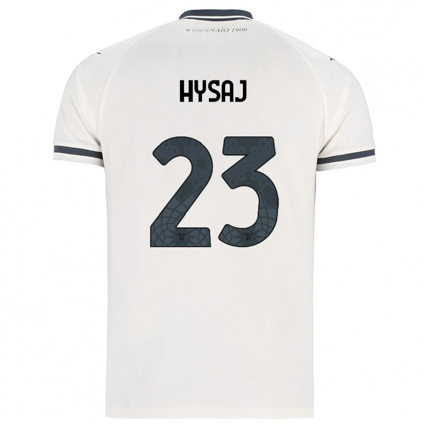 Danxen Män Elseid Hysaj #23 Vit Marinblå Bortatröja Matchtröjor 2025/26 Tröjor T-Tröja