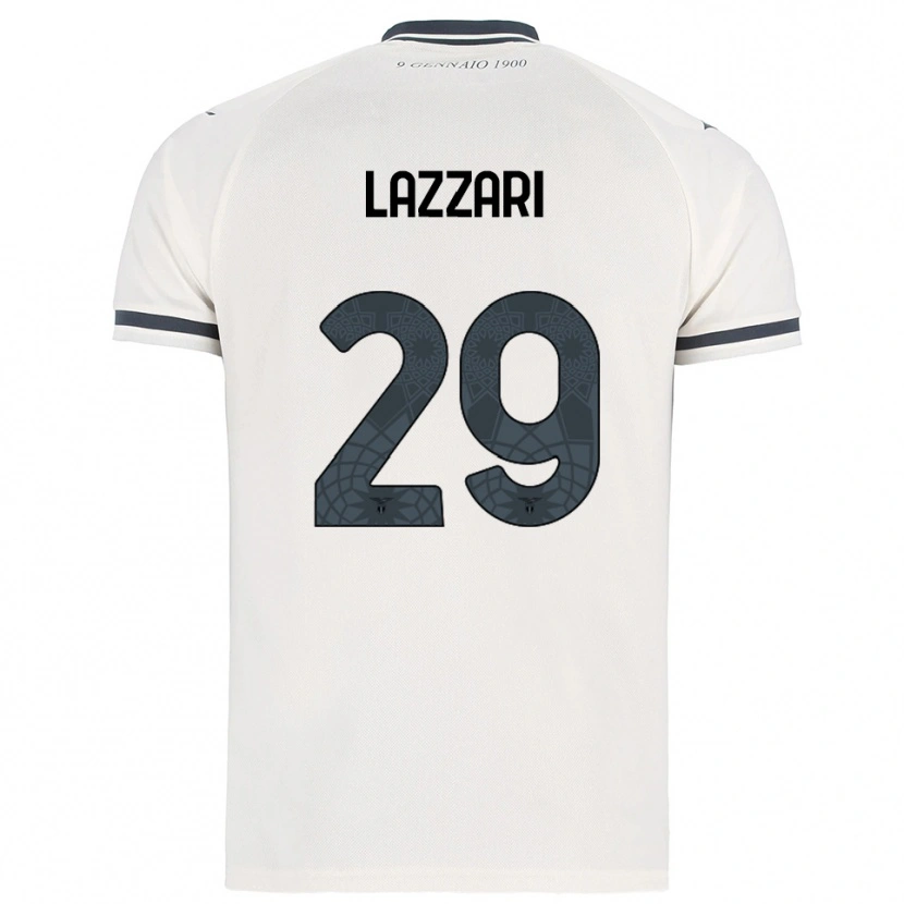 Danxen Män Manuel Lazzari #29 Vit Marinblå Bortatröja Matchtröjor 2025/26 Tröjor T-Tröja