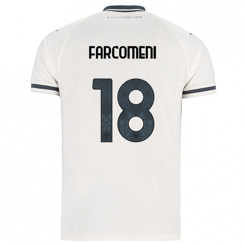 Danxen Män Valerio Farcomeni #18 Vit Marinblå Bortatröja Matchtröjor 2025/26 Tröjor T-Tröja