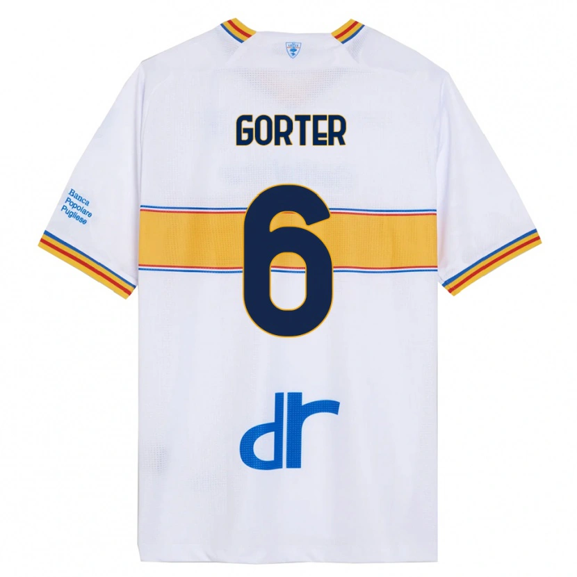 Danxen Män Olaf Gorter #6 Vit Gul Bortatröja Matchtröjor 2025/26 Tröjor T-Tröja