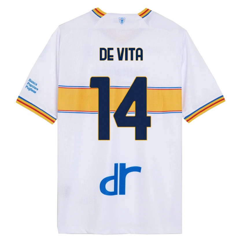 Danxen Män Mattia De Vita #14 Vit Gul Bortatröja Matchtröjor 2025/26 Tröjor T-Tröja