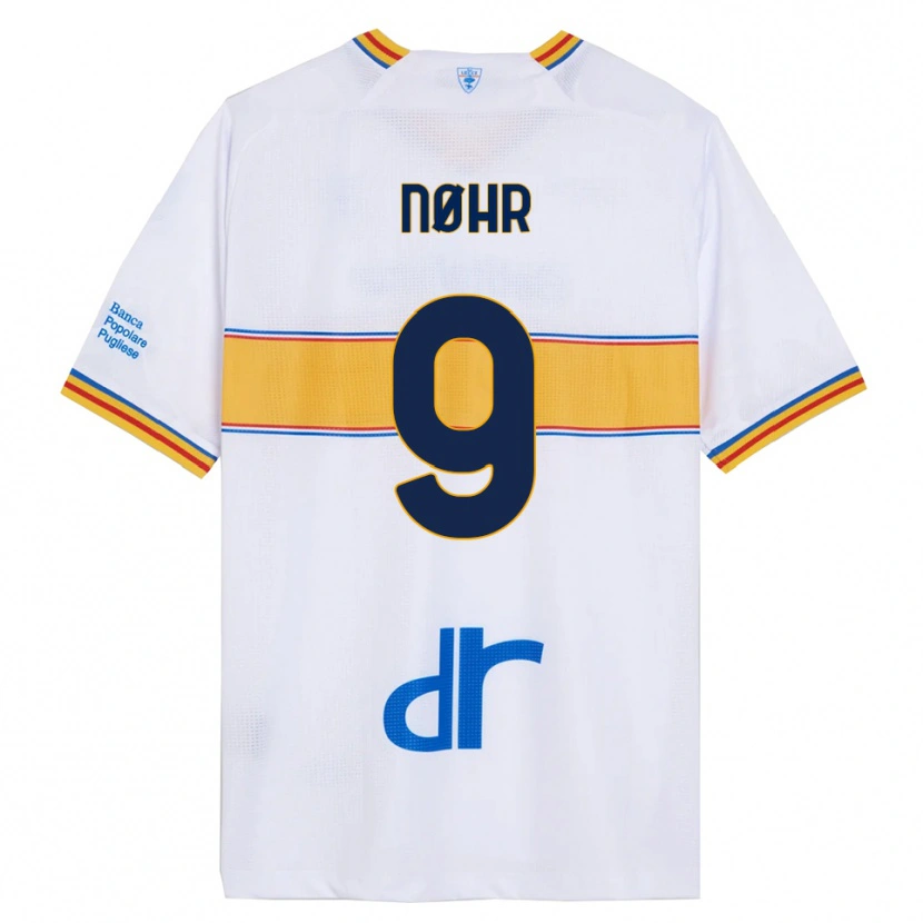 Danxen Män Gustav Nøhr #9 Vit Gul Bortatröja Matchtröjor 2025/26 Tröjor T-Tröja