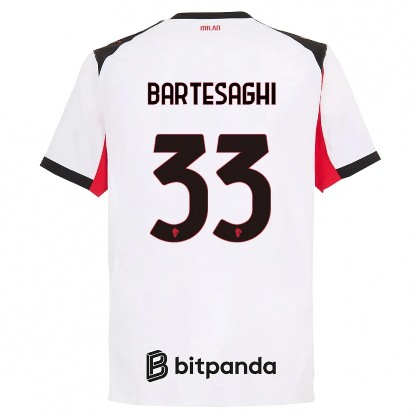 Danxen Män Davide Bartesaghi #33 Vit Svart Bortatröja Matchtröjor 2025/26 Tröjor T-Tröja