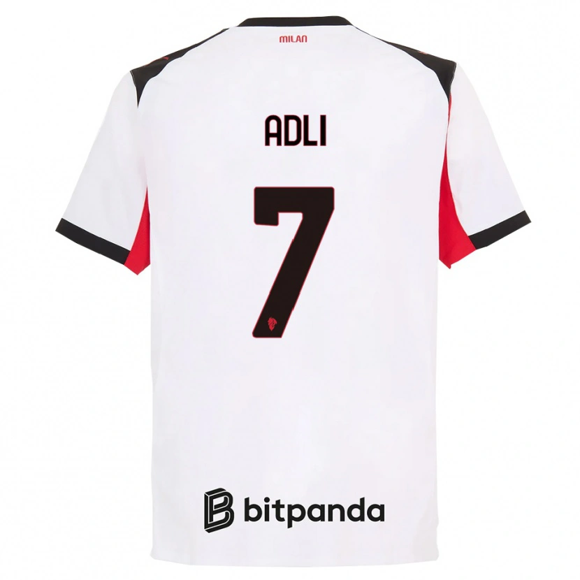 Danxen Män Yacine Adli #7 Vit Svart Bortatröja Matchtröjor 2025/26 Tröjor T-Tröja