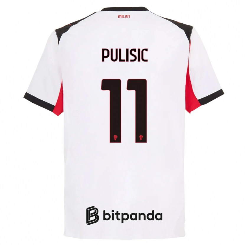 Danxen Män Christian Pulisic #11 Vit Svart Bortatröja Matchtröjor 2025/26 Tröjor T-Tröja