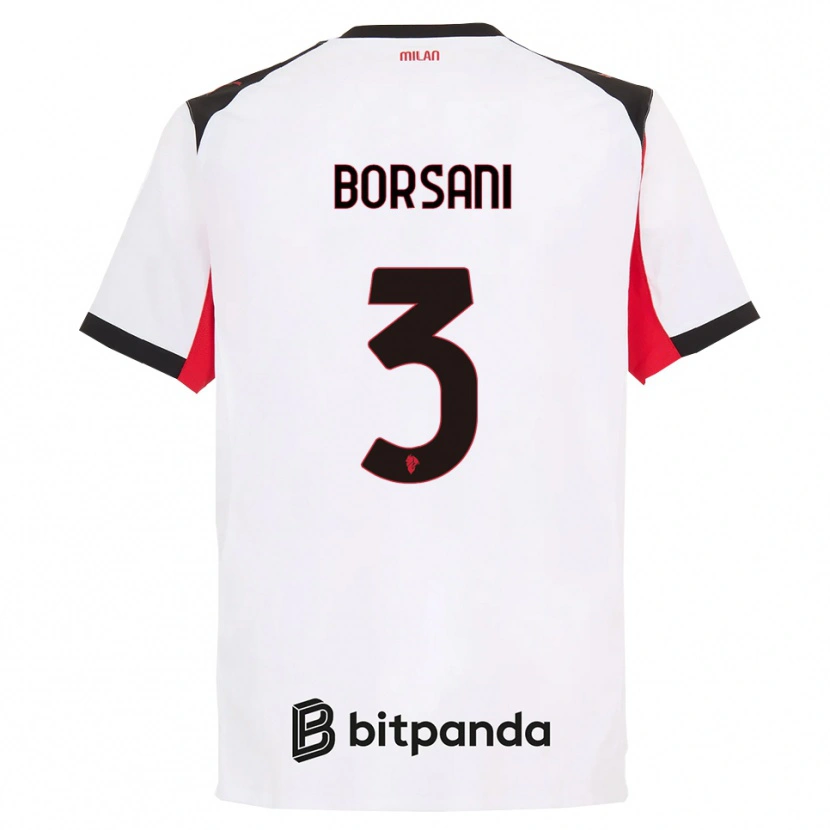 Danxen Män Emanuele Borsani #3 Vit Svart Bortatröja Matchtröjor 2025/26 Tröjor T-Tröja