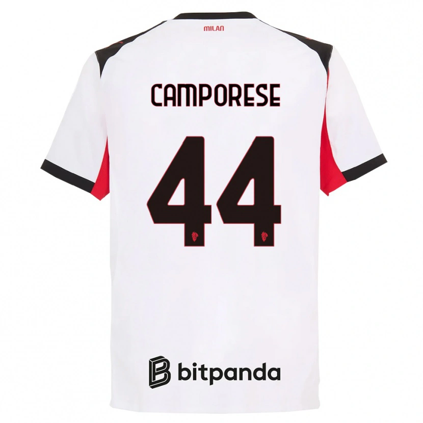 Danxen Män Michele Camporese #44 Vit Svart Bortatröja Matchtröjor 2025/26 Tröjor T-Tröja