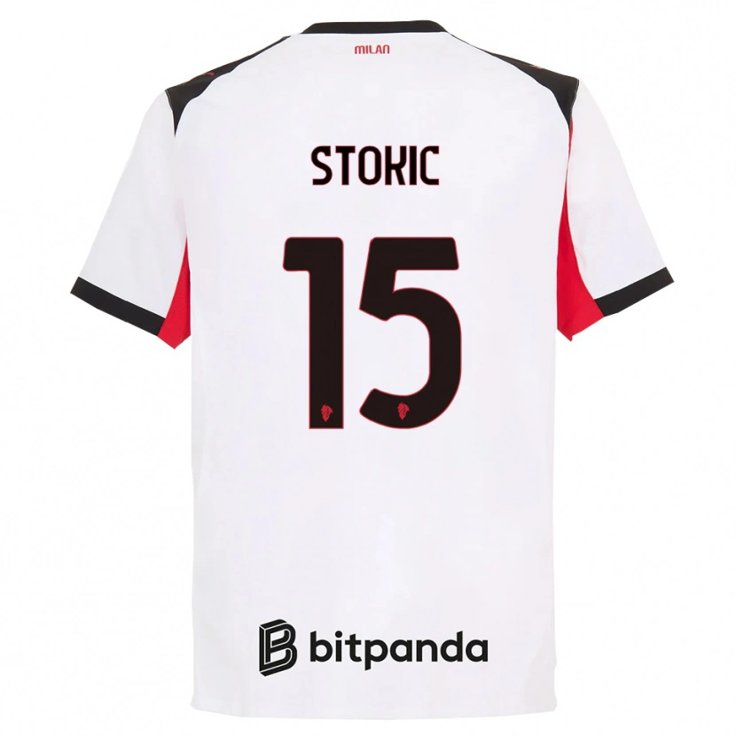 Danxen Män Sara Stokić #15 Vit Svart Bortatröja Matchtröjor 2025/26 Tröjor T-Tröja